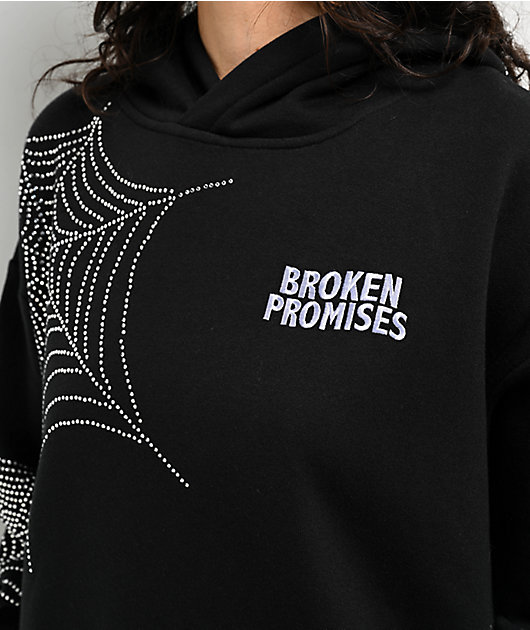 Broken Promises Stoned Web Black Hoodie
