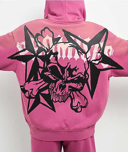 Broken Promises Subculture Studded Pink Hoodie