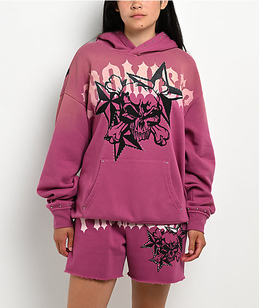 Broken Promises Subculture Studded Pink Hoodie