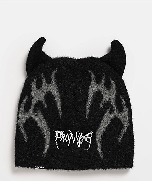 Broken Promises T-Metal Horn Black Shag Beanie | Zumiez