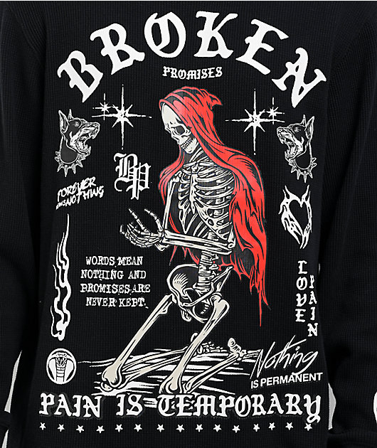 Broken Promises Temporary Black Thermal Long Sleeve T-Shirt