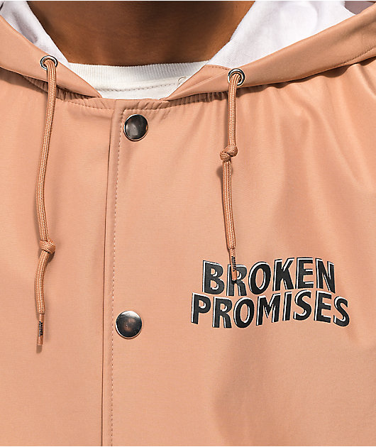 Broken Promises Text First Tan Windbreaker Jacket