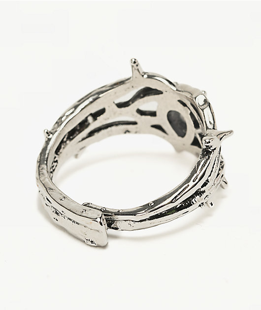 Broken Promises Thorned Iced Out Silver Ring