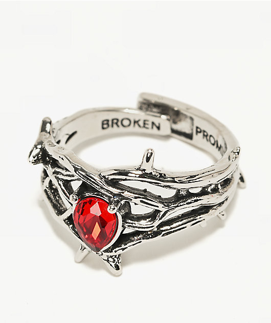 Broken Promises Thorned Iced Out Silver Ring