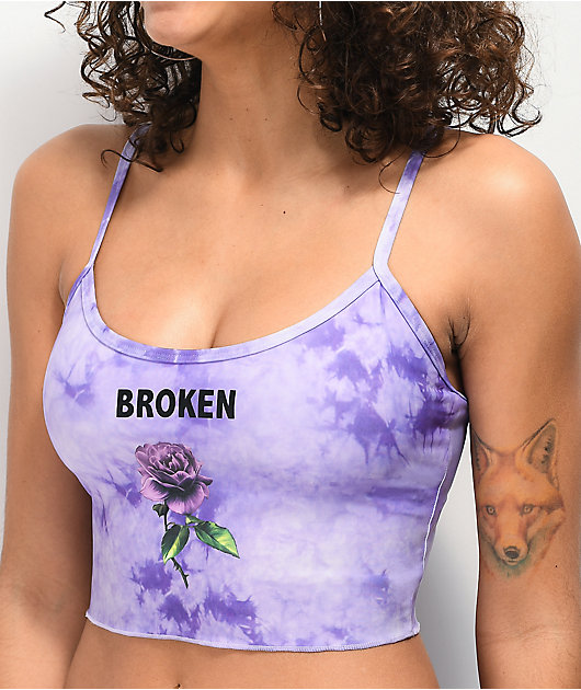 Broken Promises Thornless Purple Tie Dye Cami Bikini Top