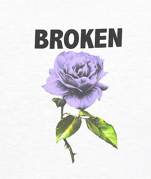 broken t shirt with purple rose