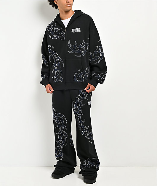 Broken Promises Ultrablade Rhinestone Black Zip Hoodie | Zumiez