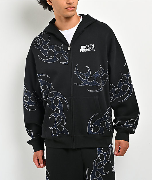 Broken Promises Ultrablade Rhinestone Black Zip Hoodie | Zumiez