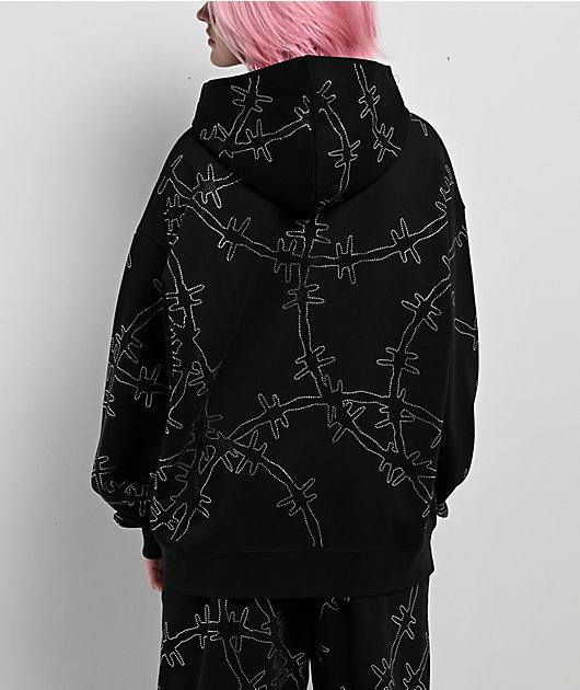 Broken Promises Ultrawire Rhinestone Black Zip Hoodie | Zumiez