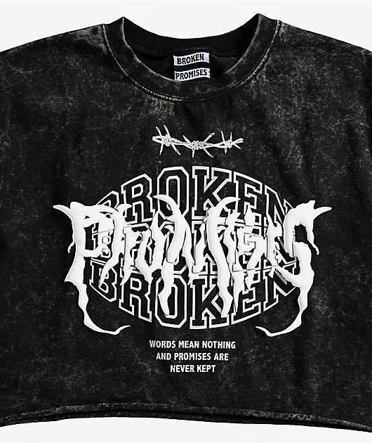 Broken Promises Underworld Black Acid Wash Crop T-Shirt | Zumiez