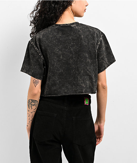 Broken Promises Underworld Black Acid Wash Crop T-Shirt | Zumiez