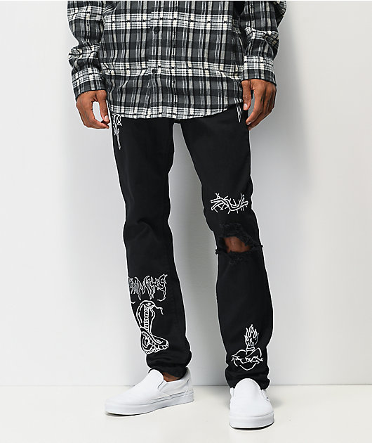 Black ripped jeans store zumiez