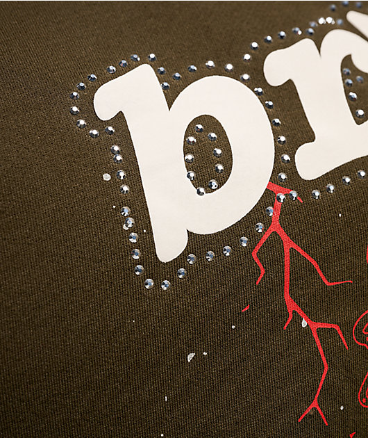 Broken Promises Wasted Love Brown Rhinestone Hoodie