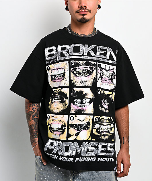Broken Promises Watch Your Mouth Black T-Shirt | Zumiez