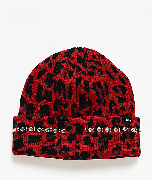 Broken Promises Wild Heart Red Leopard Beanie