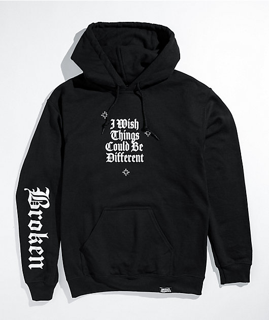 Broken Promises Wishful Thinking Black Hoodie