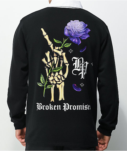 Broken Promises Wishful Thinking Black Rugby Shirt