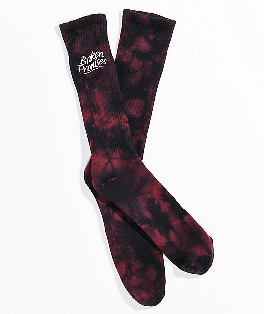 Broken Promises Without Reason calcetines tie dye borgoña