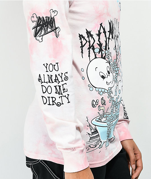 Broken Promises x Casper Do Me Dirty camiseta de manga larga tie dye rosa