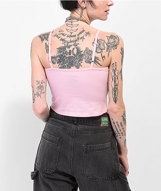 Broken Promises x Happy Bunny Go Away Pink Feather Crop Tank Top