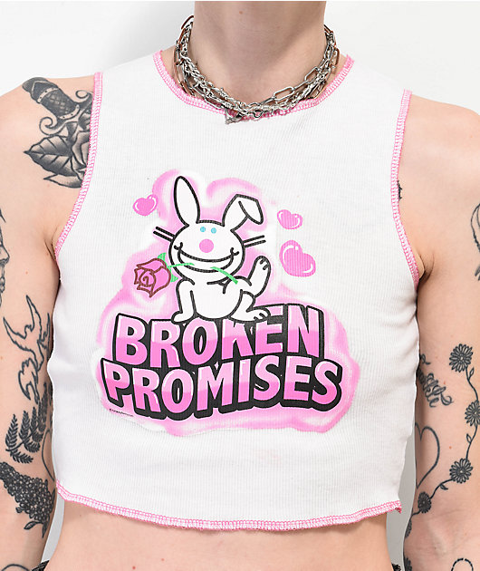 Broken Promises x Happy Bunny Too Cool Stitch White Tank Top
