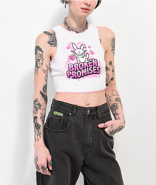 Broken Promises x Happy Bunny Too Cool Stitch White Tank Top | Zumiez