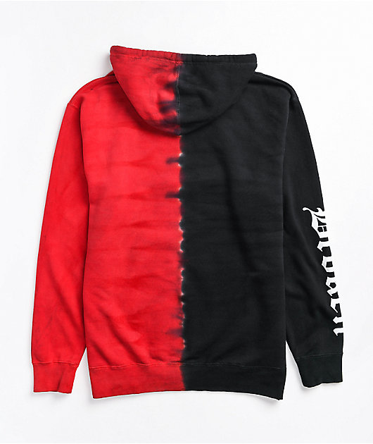 Half black discount and red hoodie