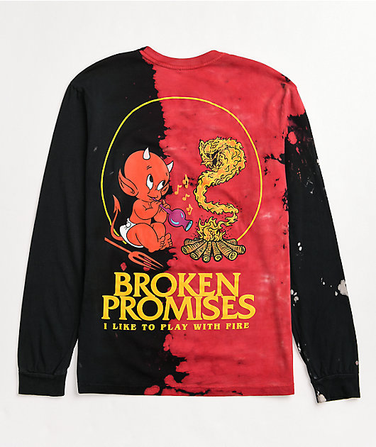 Broken Promises x Hot Stuff Play With Fire Black & Red Long Sleeve T-Shirt