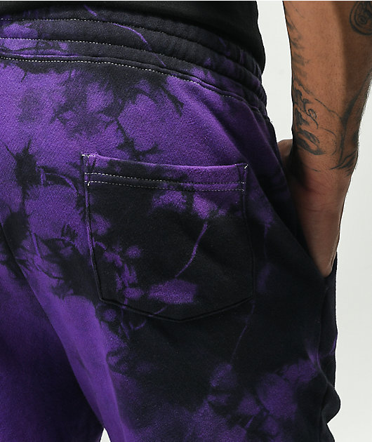 Broken Promises x Hot Wheels Track pantalones cortos de chándal tie dye púrpura y negro