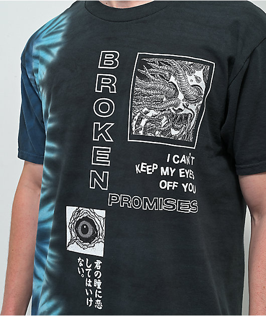 Broken Promises x Junji Ito Eyes Off You camiseta tie dye negra