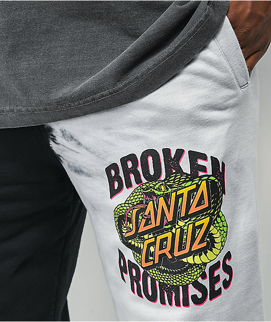 Broken Promises x Santa Cruz Slither Black & White Tie Dye Sweatpants