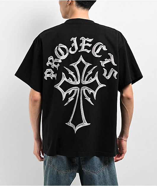 【 PROJECT】24SS★ Queen Bear T-shirt Brooklyn Projects Chromed Cross Black Wash T-Shirt | Zumiez