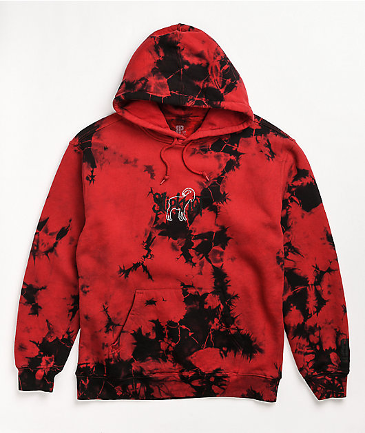 Brooklyn Projects x Slipknot Goat Red & Black Tie Dye Hoodie | Zumiez