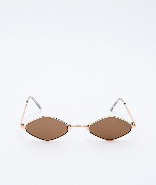 Brown & Gold Micro Diamond Sunglasses