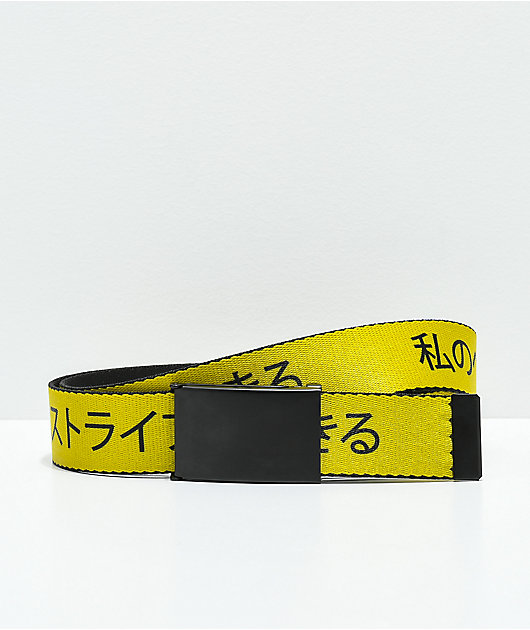Buckle Down Kanji Yellow & Black Web Belt | Zumiez