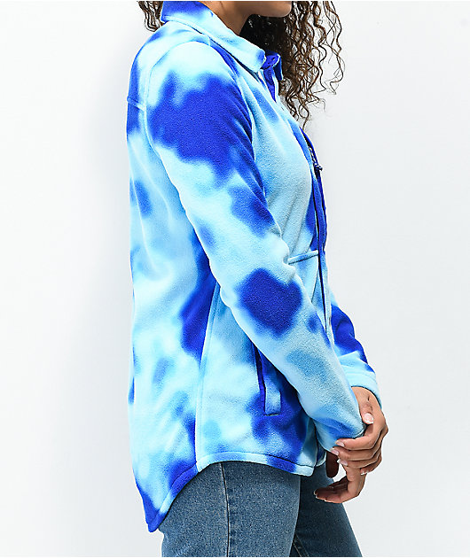Burton Hearth Blue Tie Dye Snap-Up Fleece Jacket