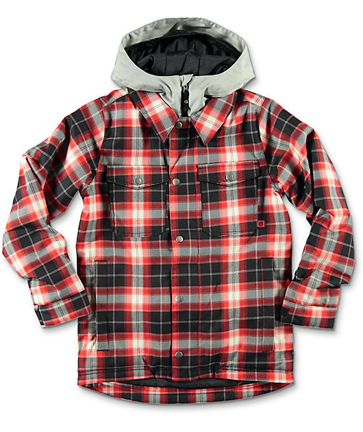 plaid snowboarding jacket