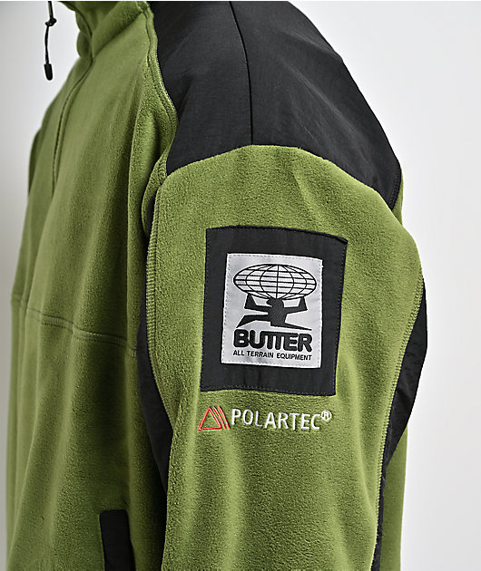 Butter Goods Polartec® Quarter Zip Green & Black Fleece Jacket