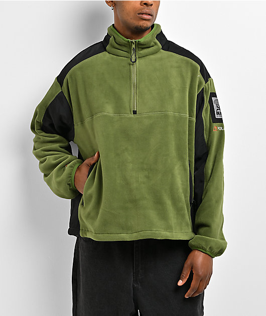Butter Goods Polartec® Quarter Zip Green & Black Fleece Jacket