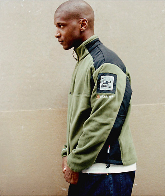 Butter Goods Polartec® Quarter Zip Green & Black Fleece Jacket