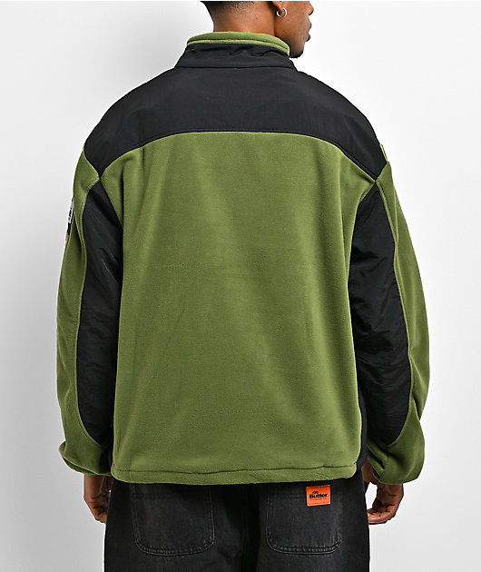 Butter Goods Polartec® Quarter Zip Green & Black Fleece Jacket