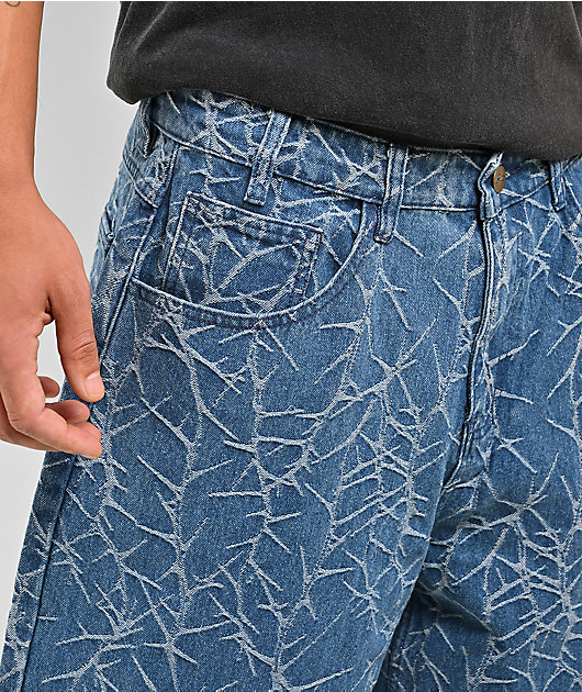 Butter Goods Thorn Camo Indigo Wash Wide Cut Jeans