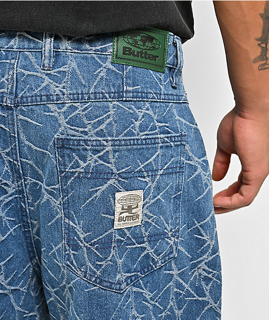 Butter Goods Thorn Camo Indigo Wash Wide Cut Jeans