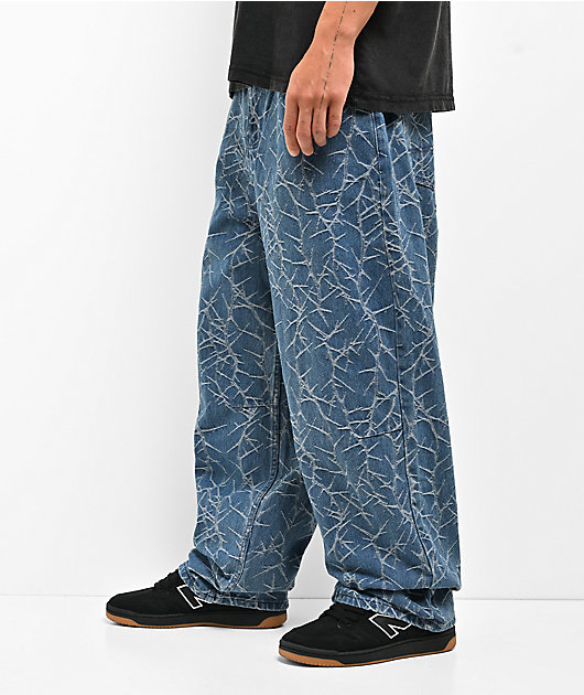 Butter Goods Thorn Camo Indigo Wash Wide Cut Jeans