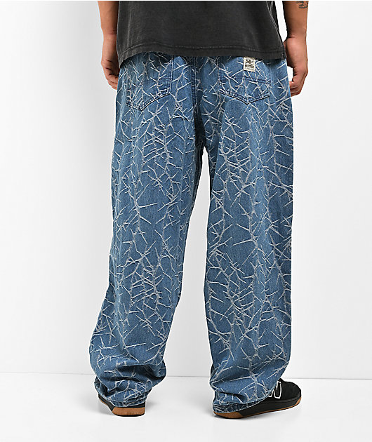 Butter Goods Thorn Camo Indigo Wash Wide Cut Jeans