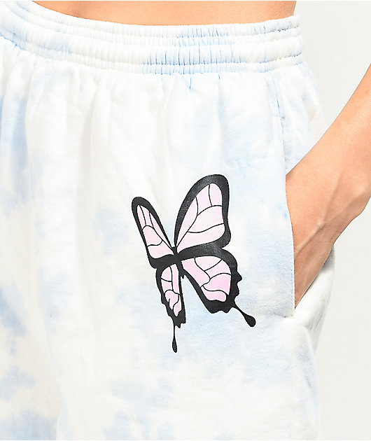 By Samii Ryan Angel Butterfly Blue & White Tie Dye Sweat Shorts