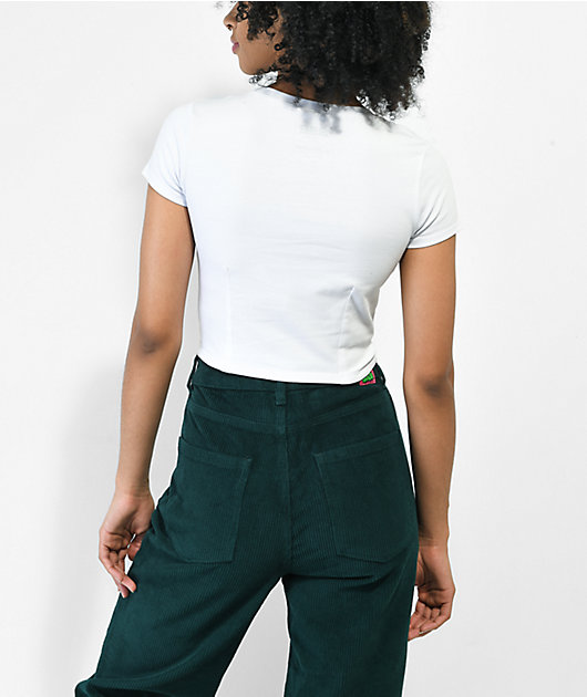 By Samii Ryan Daisy Baby Doll White Crop T-Shirt