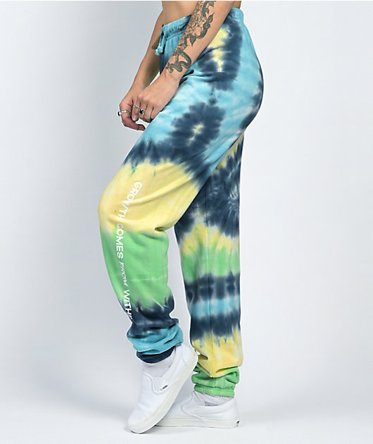 By Samii Ryan Growth jogger pantalones deportivos de tie dye azul y verde