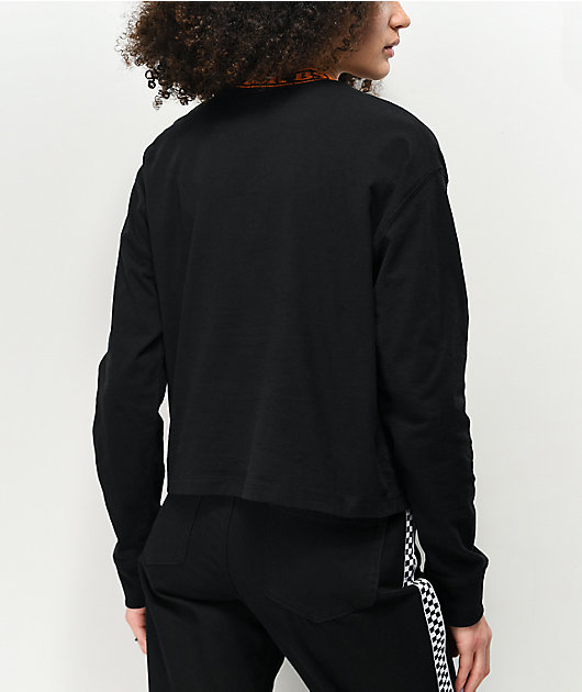 By Samii Ryan In Your Face Black Long Sleeve Mock Neck T- Shirt