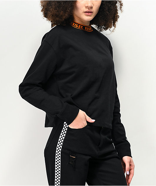 By Samii Ryan In Your Face Black Long Sleeve Mock Neck T- Shirt